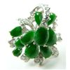 Image 5 : 14K WHITE GOLD BURMESE JADE & DIAMOND RING