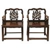 Image 1 : PAIR OF CHINESE CARVED HARDWOOD CHAIRS