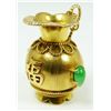 Image 1 : 14K YELLOW GOLD AND JADE FIGURAL PITCHER PENDANT
