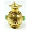 Image 3 : 14K YELLOW GOLD AND JADE FIGURAL PITCHER PENDANT