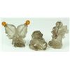 Image 1 : 3 CHINESE CARVED SMOKEY QUARTZ SNUFF BOTTLES