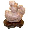 Image 5 : LARGE CHINESE ROSE QUARTZ FOO DOG & YOUNG CARVING