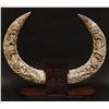 Image 1 : CHINESE CARVED HIPPO IVORY MOUNTED TUSKS