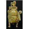 Image 3 : CHINESE CARVED IVORY LIDDED TRIPOD URN