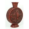 Image 1 : CHINESE CINNABAR DRAGONS MOON FLASK VASE