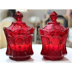 Fostoria Coin Dot Glass Footed Jars - Set