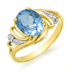 Genuine 2.53 ctw Blue Topaz & Diamond Ring 10K Gold