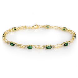 Genuine 2.80 ctw Emerald Bracelet 10K Yellow Gold