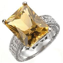 Genuine 8.50 ctw Citrine Ladies Ring 10K White Gold