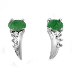 Genuine 0.60 ctw Emerald & Diamond Earrings White Gold