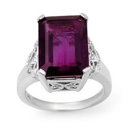 Genuine 8.20 ctw Amethyst & Diamond Ring 14K White Gold