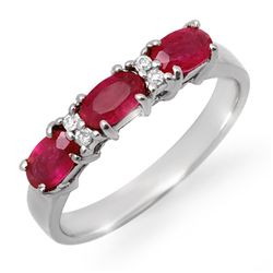 Genuine 1.09 ctw Ruby & Diamond Ring 10K White Gold
