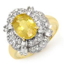 Genuine 3.05ctw Yellow Sapphire & Diamond Ring 14K Yellow Gold