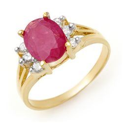 Genuine 2.48 ctw Ruby & Diamond Ring 14K Yellow Gold