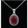 Image 1 : 31.00ctw NaturalRubyBeryl OvalStone SilverPendant