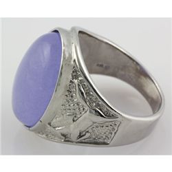 Natural Purple Jade Men's Ring Set in Sterling Silver w