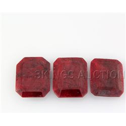 132.15ctw RubyEmeraldCut LooseGemstone lot of 3