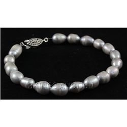 81.3CTW 9  GRAY FRESHWATER PEARL BRACELET METAL LOCK PH