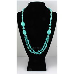 Natural 419.21ctw Turquoise Sterling Silver Necklace