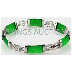 9.98g Apple Green Jade Sterling Silver Bracelet