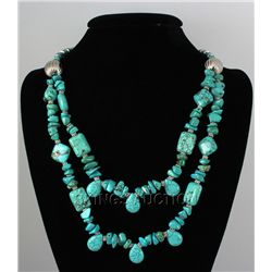 Natural 615.00ctw Turquoise Sterling Silver Necklace