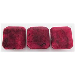 141.45ctw Ruby EmeraldCut LooseGemstone Lot of 3