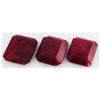 Image 2 : 141.45ctw Ruby EmeraldCut LooseGemstone Lot of 3