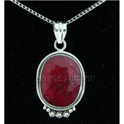 49.50ctw NaturalRubyBeryl OvalStone SilverPendant