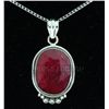 Image 1 : 49.50ctw NaturalRubyBeryl OvalStone SilverPendant