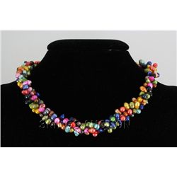 18" MULTICOLOR RICE PEARL NECKLACE METAL LOCK PHILIPPIN