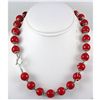 434.55ctw Red Sea Coral Beads Silver Necklace
