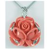 19.17g Pink Rose Sea Coral Sterling Silver Pendant
