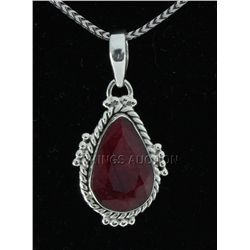 30.50ctw NaturalRubyBeryl PearStone SilverPendant