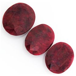 161.18ctw Ruby Oval Cut Loose Gemstone lot of 3