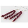 Image 2 : 26.75ct 2 Row Faceted Ruby Silver Hook Earring