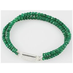 74.34ct Natural 2 Row Emerald Micro Faceted Bracelet