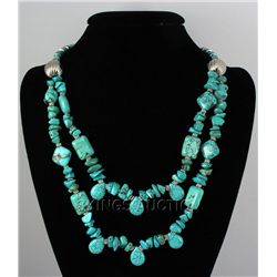 Natural 632.50ctw Turquoise Sterling Silver Necklace