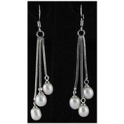Natural 4.55g Freshwater Dangling Silver Earring