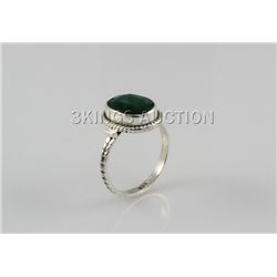 19.72ctw Sterling Silver OvalCut Emerald Beryl Ring