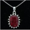 Image 1 : 36.50ctw NaturalRubyBeryl OvalStone SilverPendant