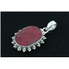 Image 2 : 36.50ctw NaturalRubyBeryl OvalStone SilverPendant