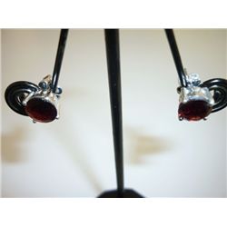 16.25 CTW GARNET EARRING .925 STERLING SILVER