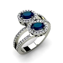 Sapphire 1.53 ctw & Diamond Ring 14kt W/Y  Gold