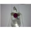 Image 1 : 10.25 CTW RUBY AND DIAMOND RING .925 STERLING SILVER