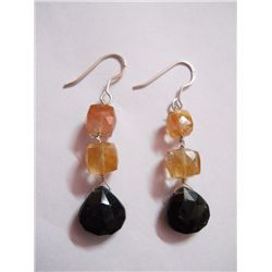 NATURAL 34.15 CTW BLACKONEX, SEMIPRECIOUS EARRING .925