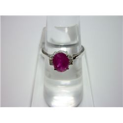 NATURAL 14.75 CTW RUBY AND DIAMOND RING .925 STERLING S