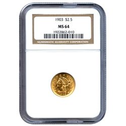 Certified US Gold $2.5 Liberty MS64