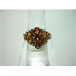 NATURAL 28.75 CTW SAPPHIRE AND DIAMOND RING .925 STERLI