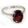 Image 1 : Natural 1.1 ctw Garnet 14k White Gold .05ct Diamond
