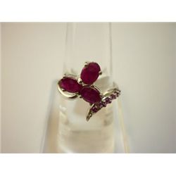 NATURAL 15.50 CTW RUBY RING .925 STERLING SILVER